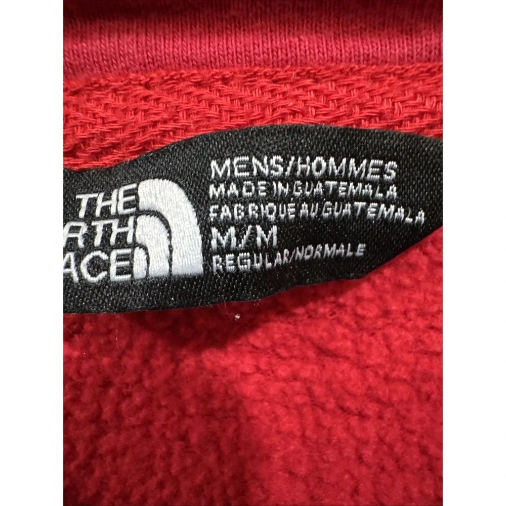 North Face Mens Hoodie size Medium  Fleece Logo Spell Out Pull0ver Red 61661